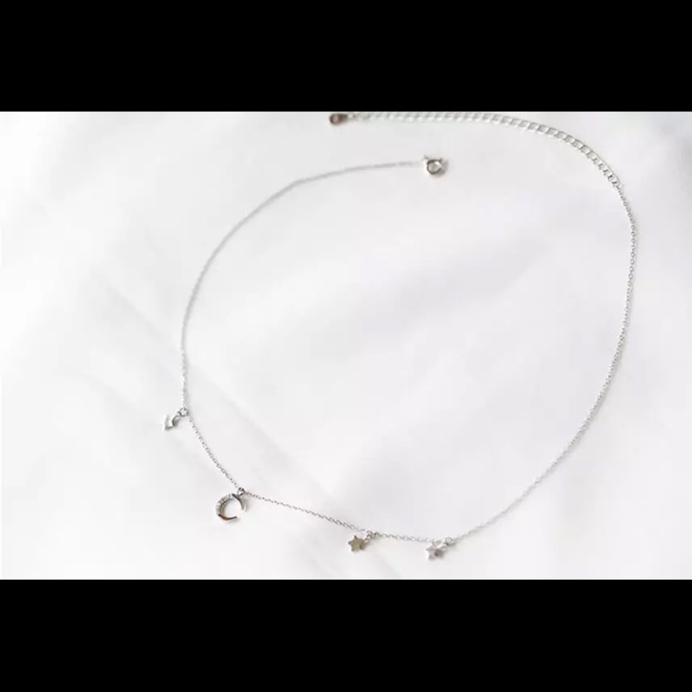 NEW 925 Sterling Silver Zircon Moon Star Necklace - Picture 5 of 6